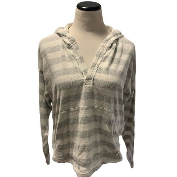Billabong Gray and White Striped Hoodie Sz M - Picture 1 of 6